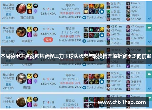 本周德甲焦点战密集赛程压力下球队状态与轮换博弈解析赛季走向前瞻